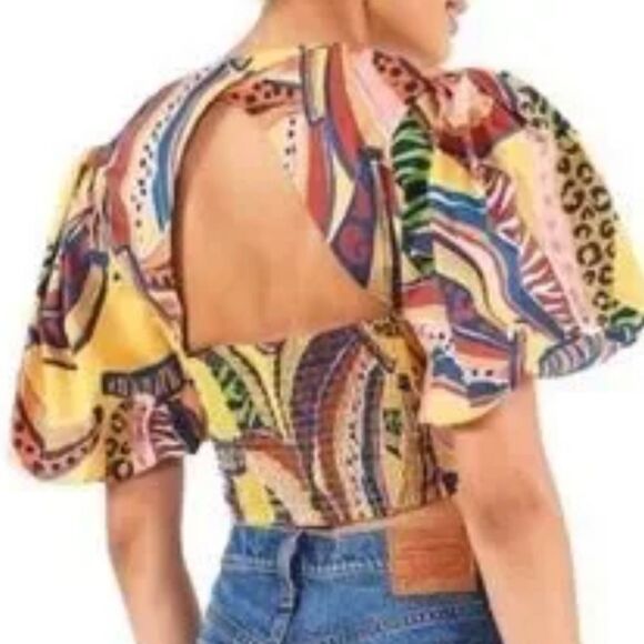 NWT Farm Rio Multi Banana Cropped Blouse Small - Picture 4 of 12